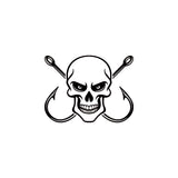 Fishing Skull and Hooks Vinyl Decal - For Cars, Laptops, Mirrors, etc.