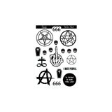 Goth Devil Anarchy Witch Sticker Sheet - 18 Stickers - Wicca, Witchcraft, Devil, Satanic, gothic
