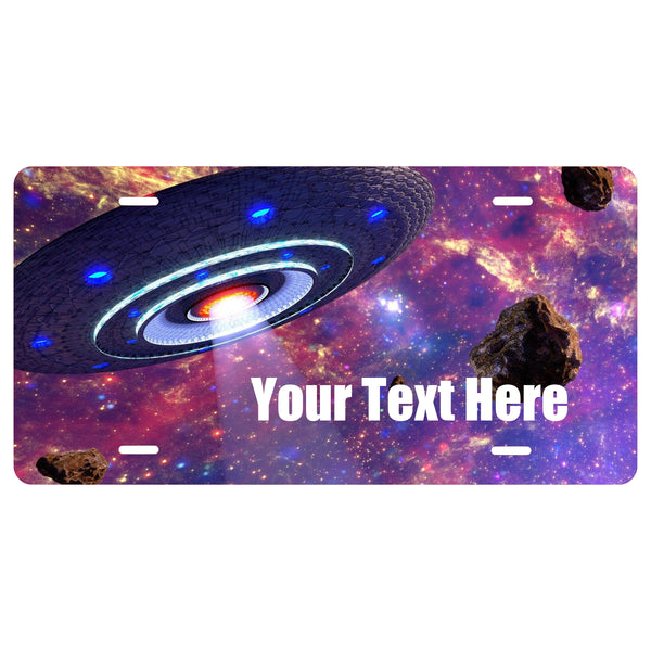 Personalized Custom UFO Outer Space Novelty Front License Plate - Space - Alien - decorative auto tag - Wall Decor - Sign - Room Art Sign -