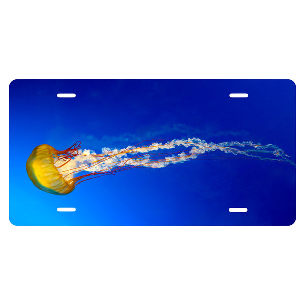 Personalized Custom Yellow Jelly Fish Novelty Front License Plate -Jellyfish - Ocean - decorative auto tag - Wall Decor - Sign - Art Sign -